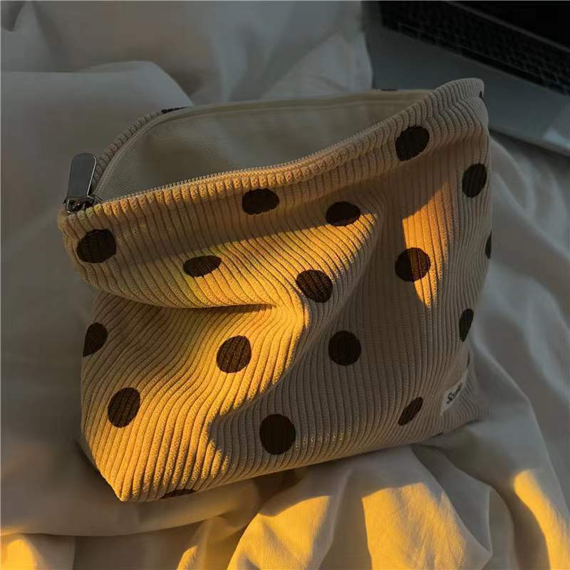 Lipstick Storage Corduroy Retro Polka Dot Bag