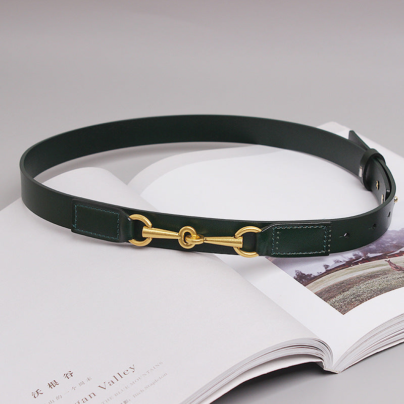 Fashion Simple Female Cowhide Horsebit Belt