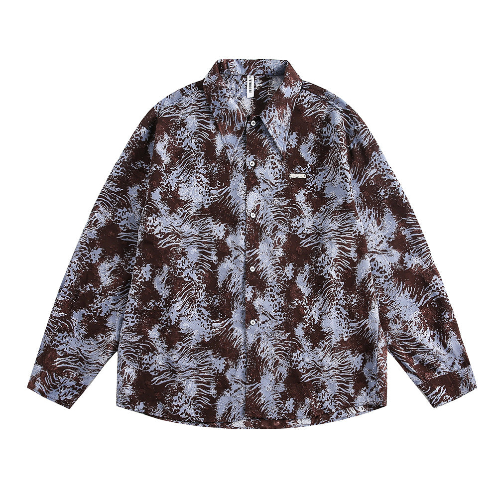 Ink Tie-dye Long Sleeve Loose Shirt Men