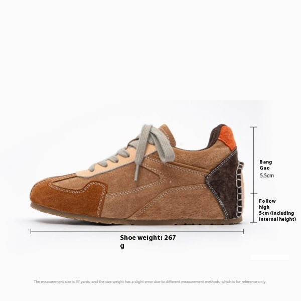 Sunset Forest Deconstruction Retro German Training Shoes Women's Shoes With Hidden Heels Genuine Leather Spring New Cortez Casual
