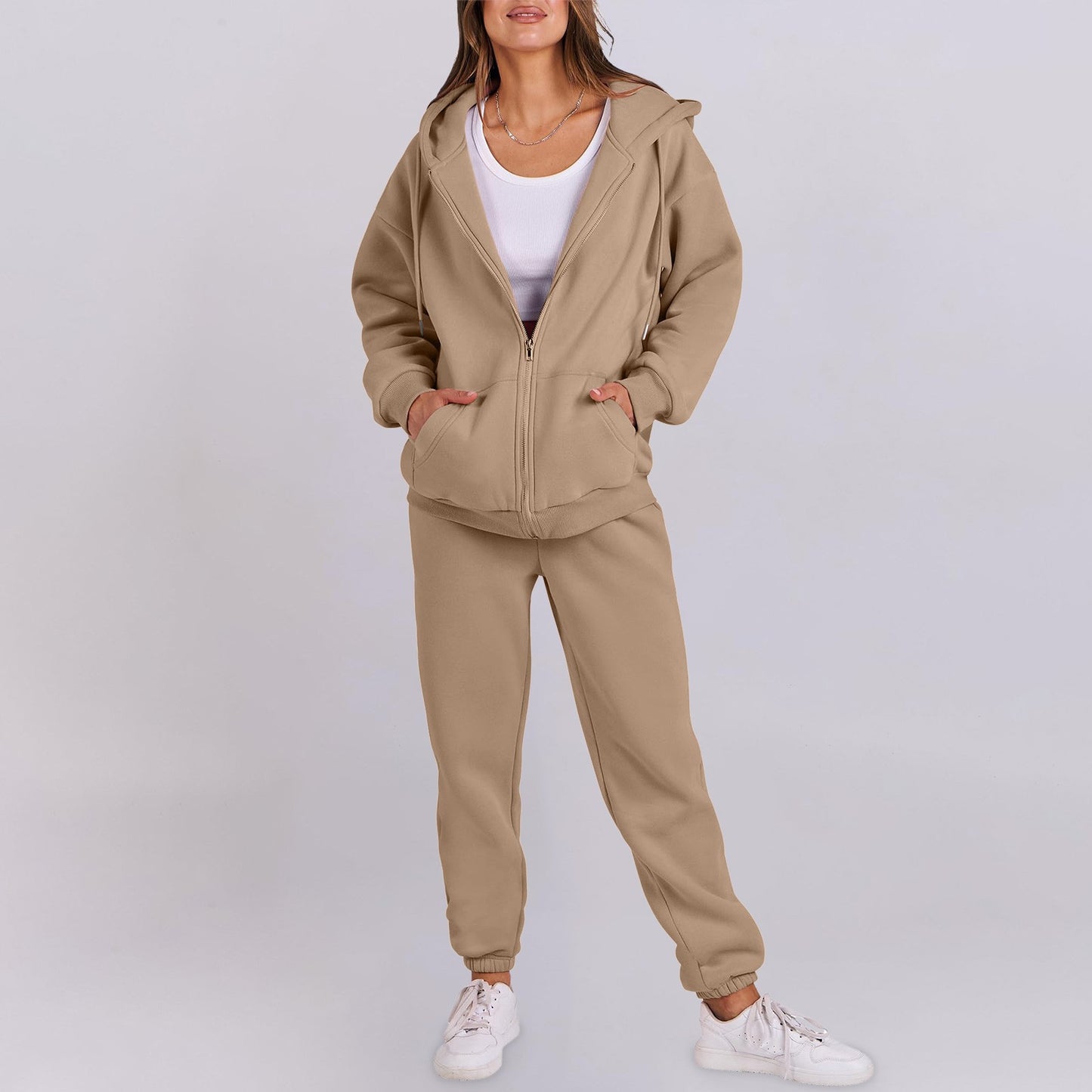 Relaxed-fit Top And Jacket Couples Set Hoodie
