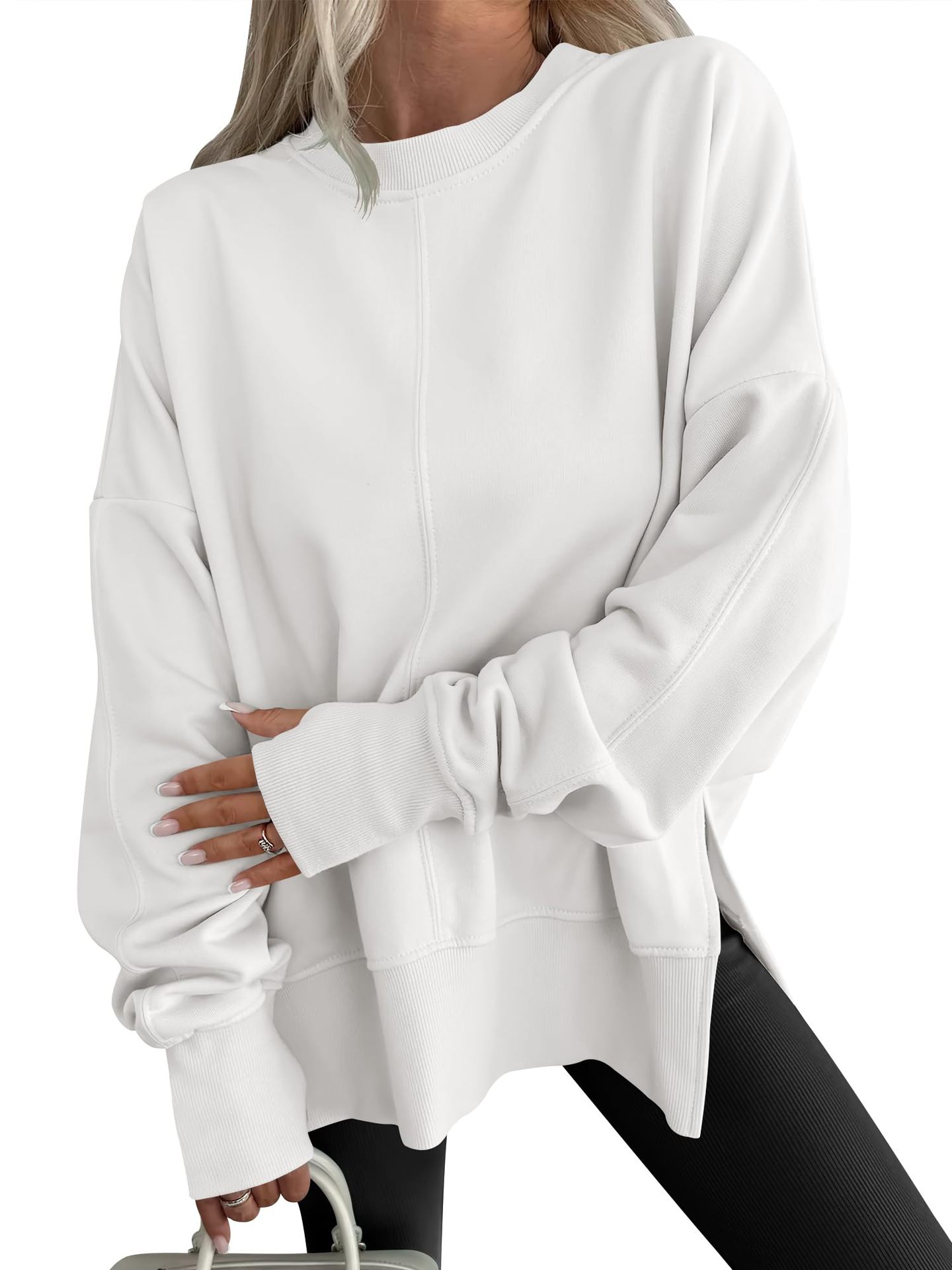Moderne afslappet rundhalset pullover løs sport langærmet sweater