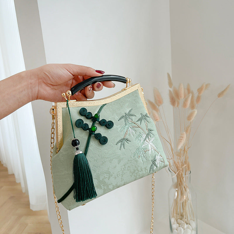 Lucky Bamboo Broderi Håndtasker til Kvinder