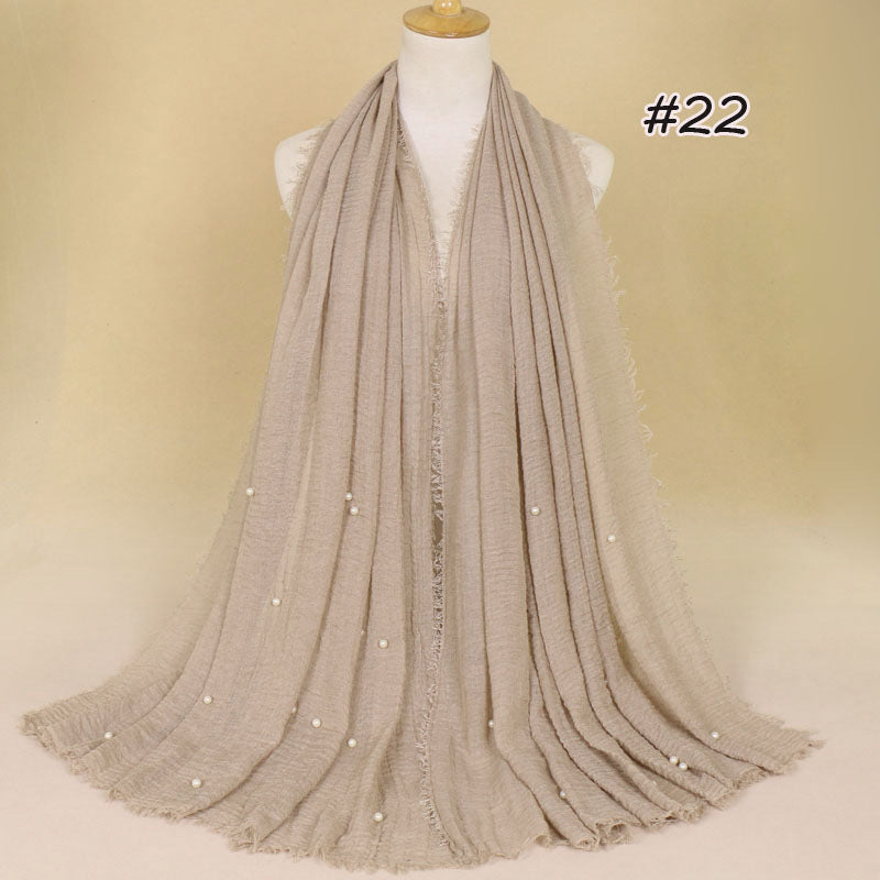 Women's Cotton And Linen Crumpled Monochrome Scarf