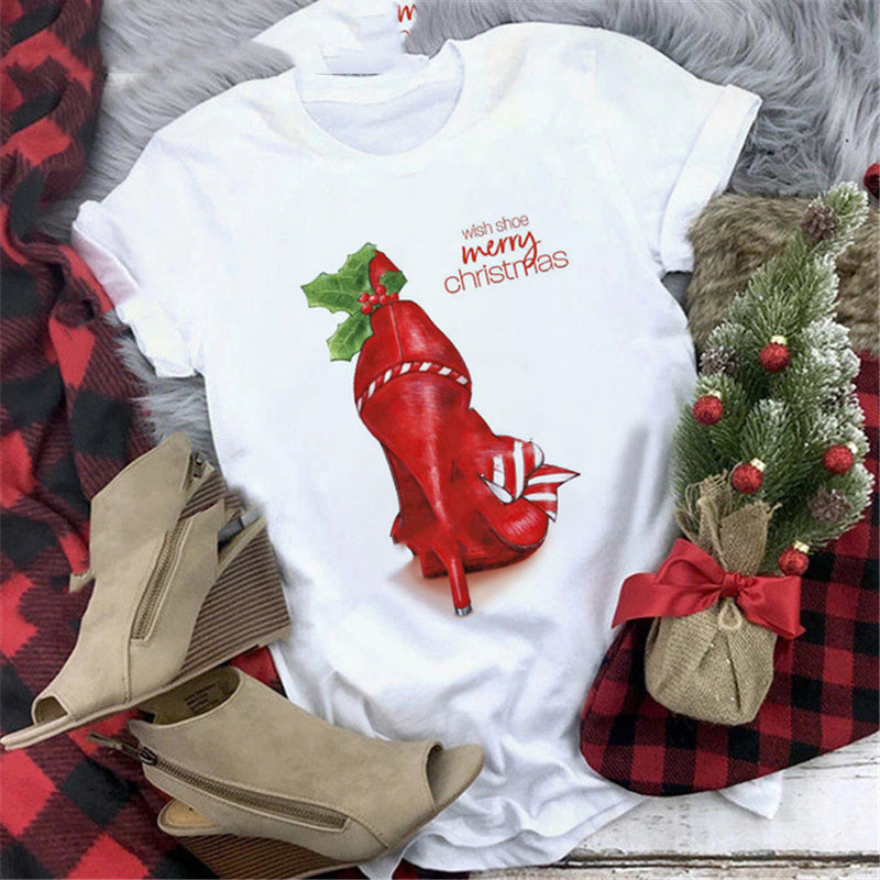 Christmas  Print Girlfriends Red T-Shirt