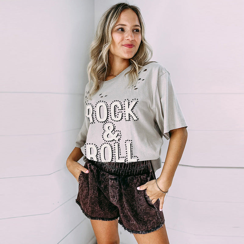 Sommer Moderne Ripped Cool Kortærmet T-shirt