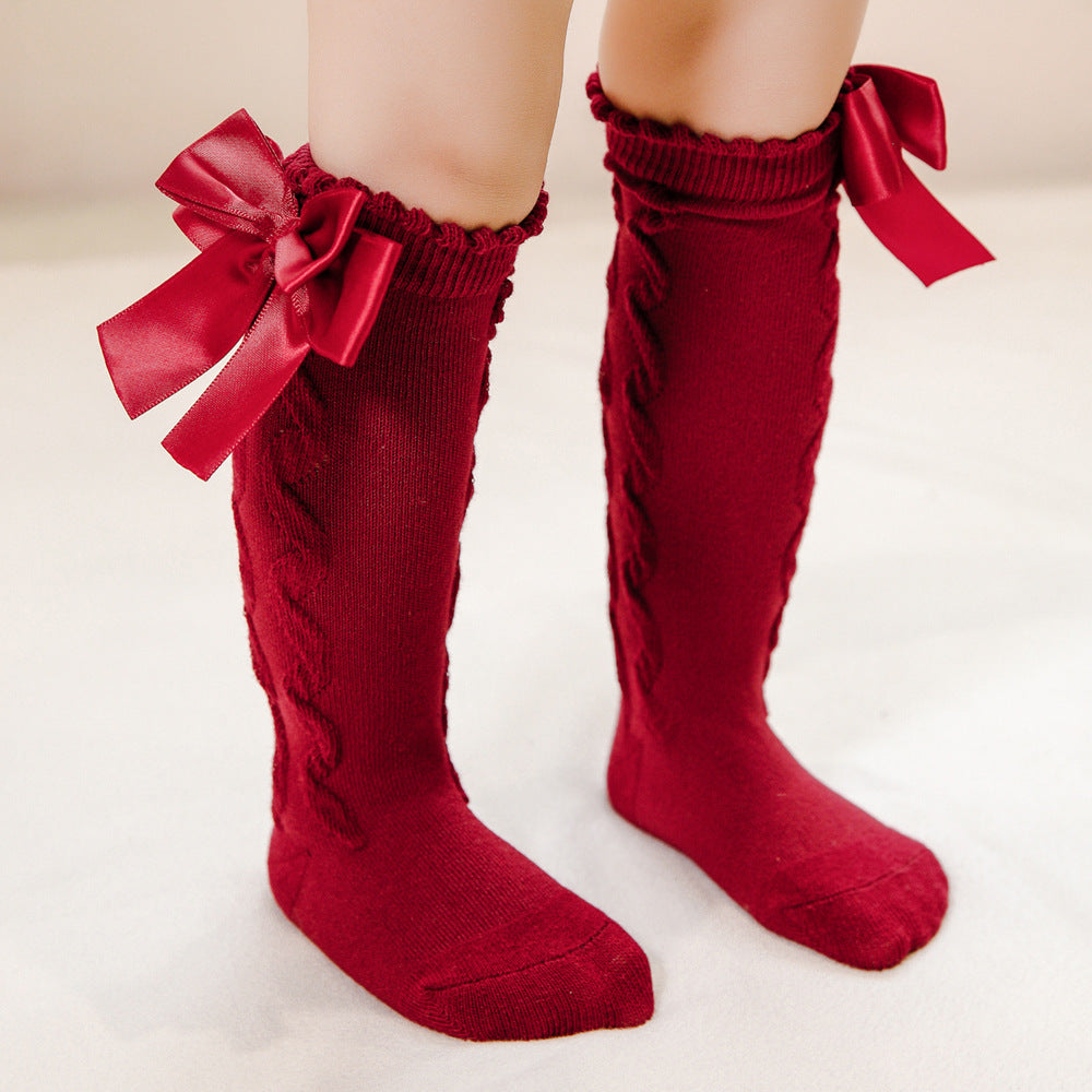 Double Bow Princess Baby Tube Socks 0 To 3 Years Old Lolita Dress Socks