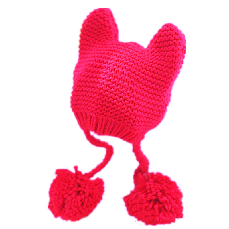 Warm Women's Hand Knitted Kawaii Cat Ears Hat
