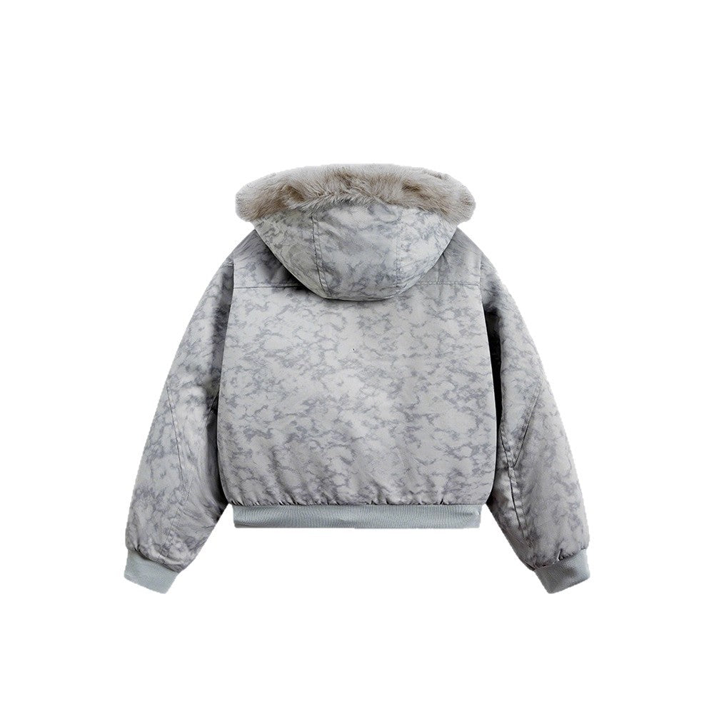 Lapel-hooded Loose-fitting Casual Quilted Coat With A Fur Collar