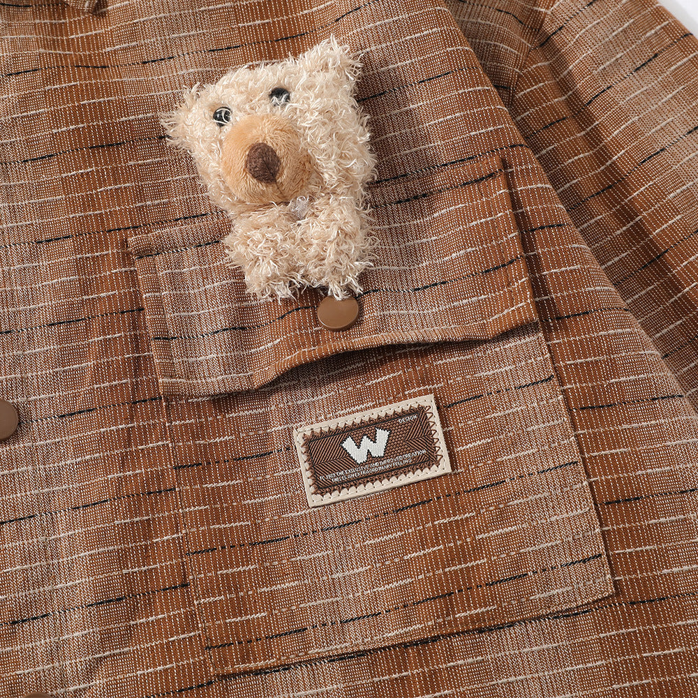 Plaid Long-sleeved Shirt Men's Spring And Autumn American Cute Doll