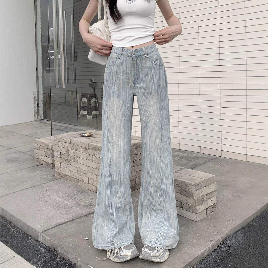 New Loose Slimming Light-colored High Waist Bootcut Jeans For Women