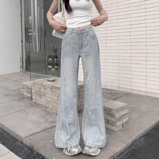 New Loose Slimming Light-colored High Waist Bootcut Jeans For Women