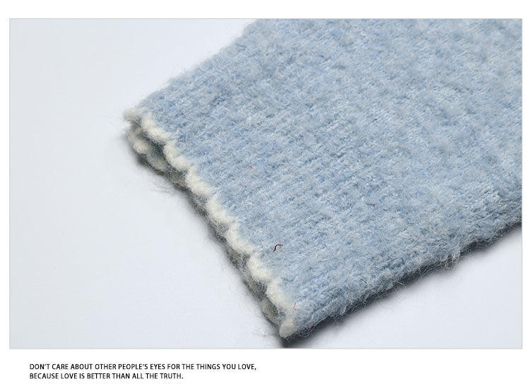 Milk Blue Sausage Dog Jacquard Round Neck Sweater