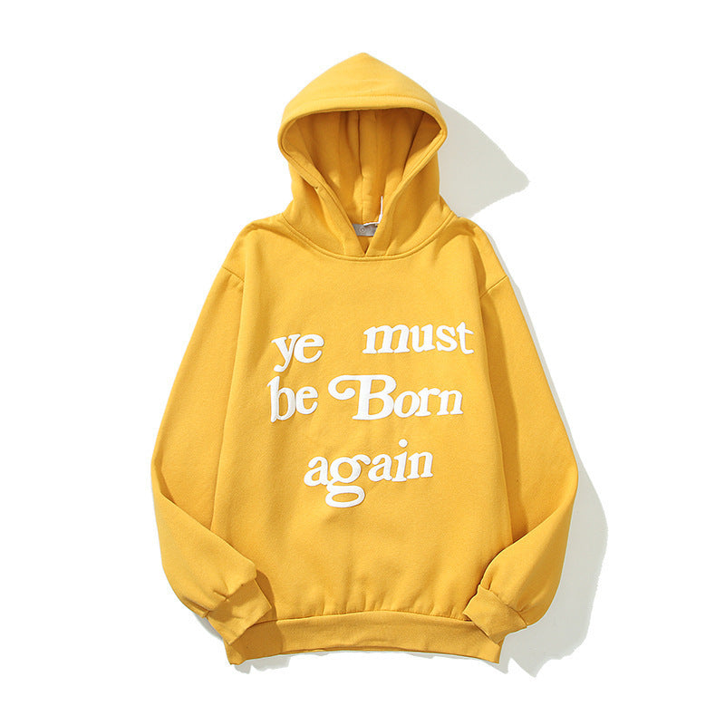 Letter Foam Print Men's And Women's Hoodie Plus Fleece Sweater
