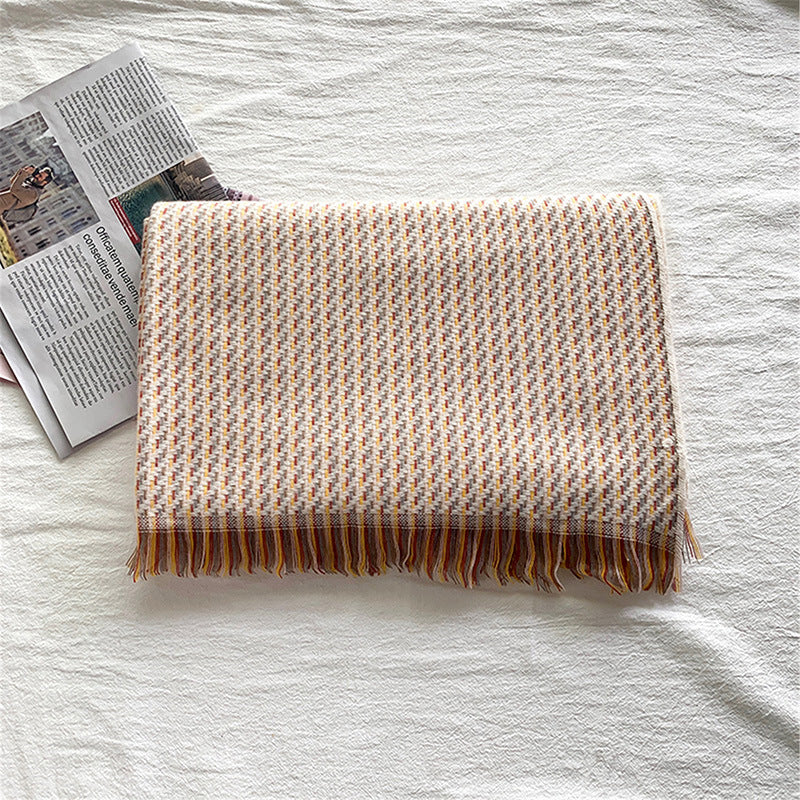 European And American Cashmere Warm Tassel Shawl Thickened Scarf