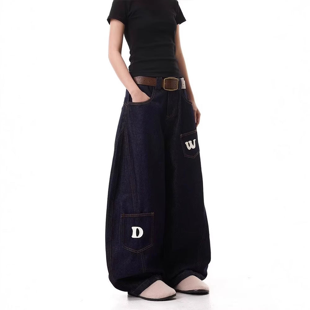 Letter Print Cropped Machete Jeans