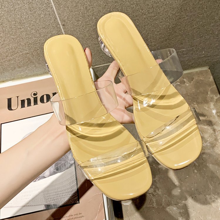 One-strap Transparent Strap Outer Wear Mid Heel Sandals