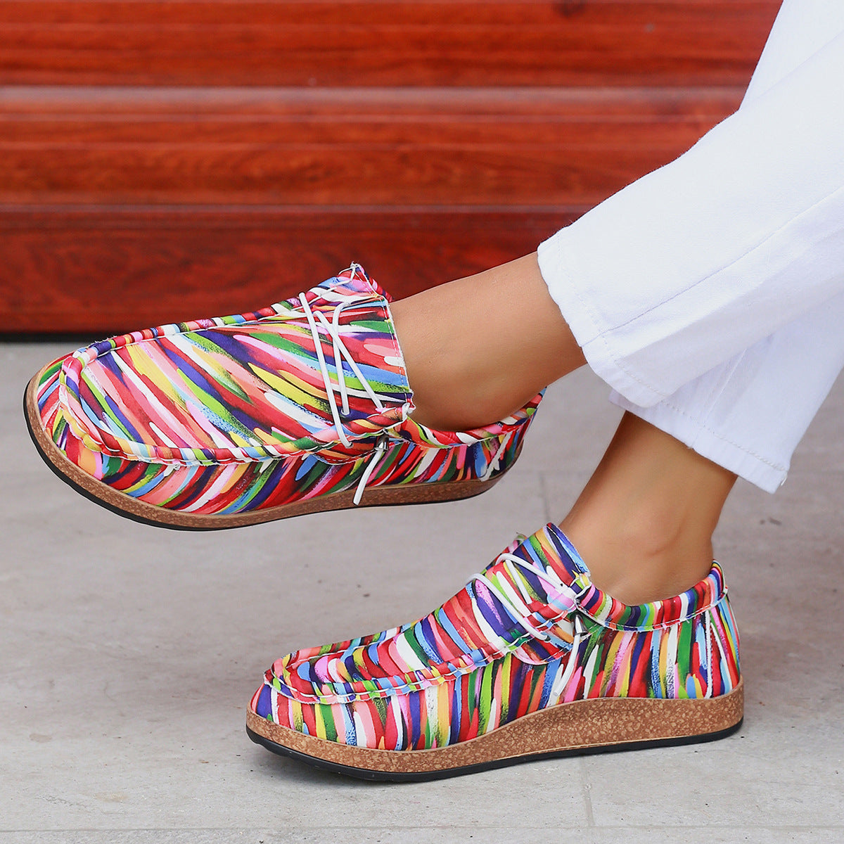 European And American Plus Size Board Shoes Independence Day Color Slip-on Lazy