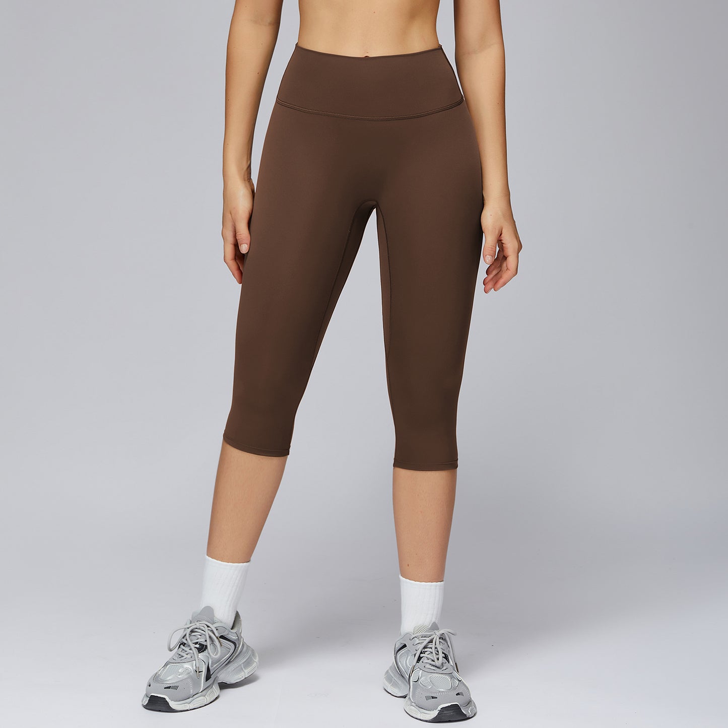 New Brushed Yoga Knee Length Pants High-waist Quick-drying Tight