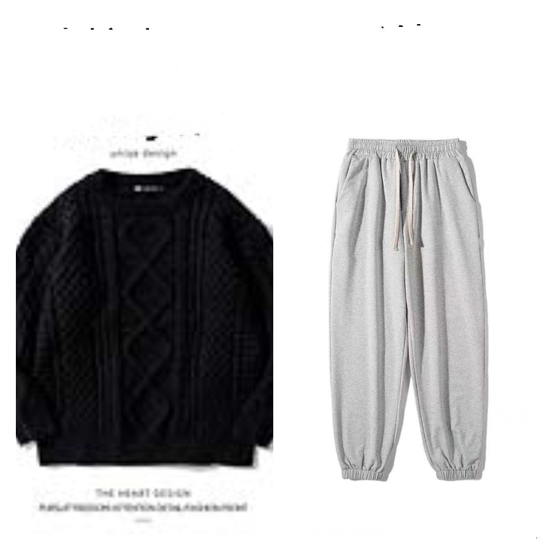 Hong Kong-inspireret Retro Rhombus Twist Rundhalset Sweater til Mænd