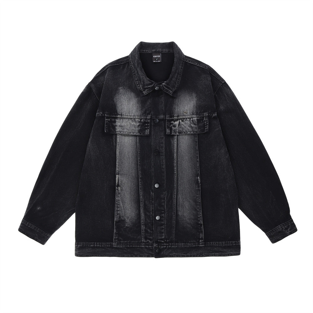 All-match Washed Vintage Washed Lapel Workwear Jacket American Casual
