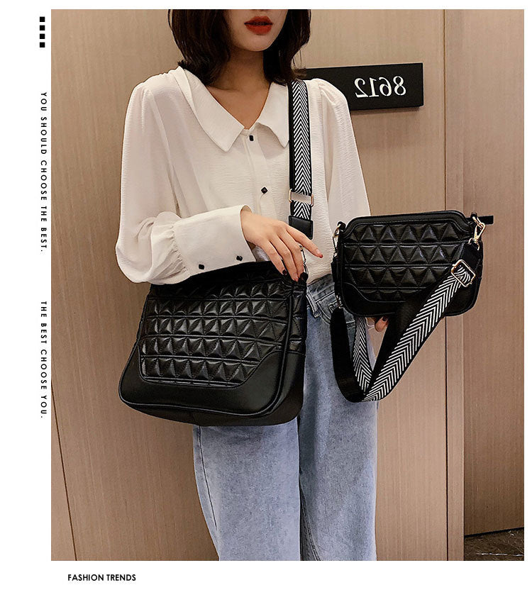 Trendy Internet Celebrity High-quality Large-capacity Rhombus Broadband Messenger Bag