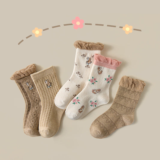 Three-dimensional Jacquard Flower Bow Princess Socks