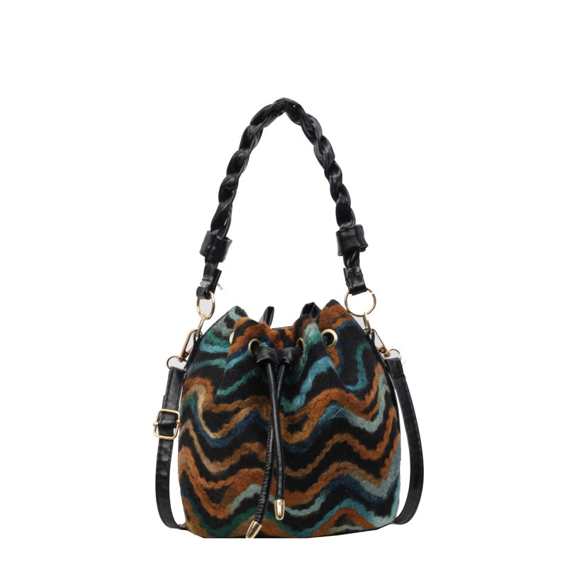 Corrugated High-grade Shoulder Bag Fashion All-matching