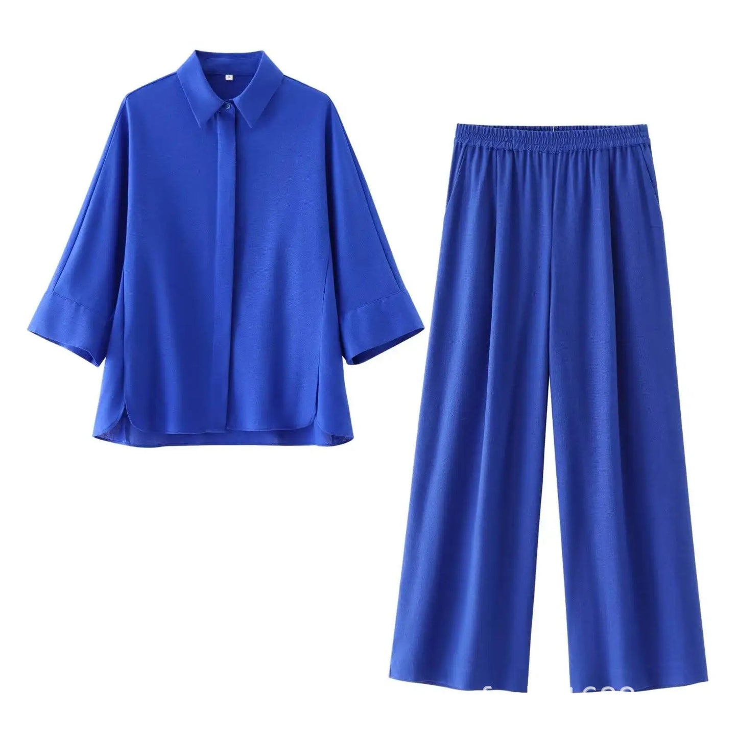 Womens Relaxed-fit Top And Wide-leg Pants Casual Set