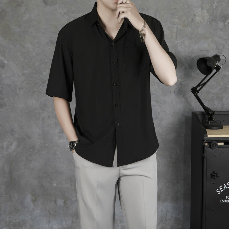 Summer Drape Men's Short-sleeve Thin Breathable Casual Shirt