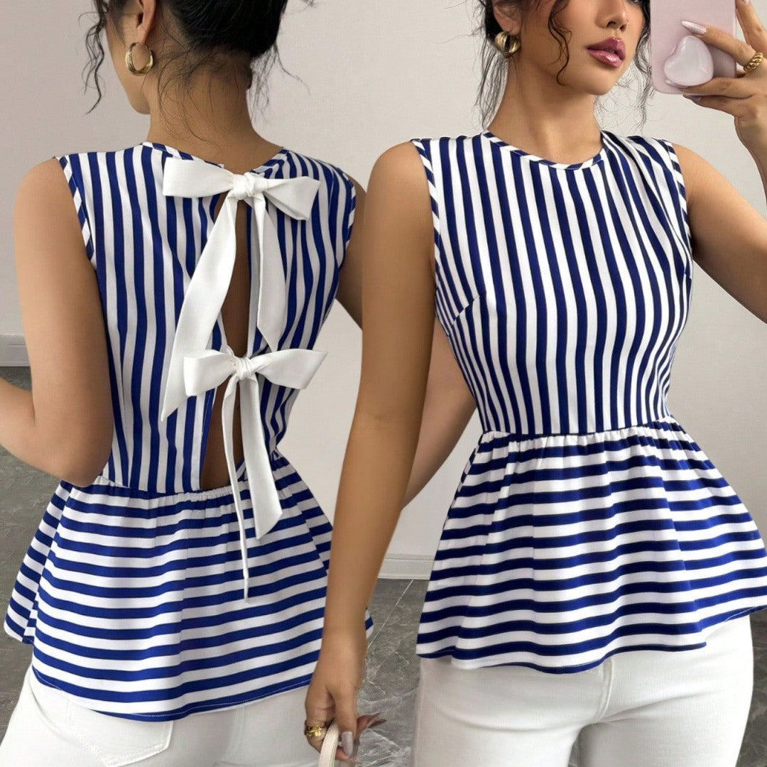 Summer Striped Plaid Sleeveless Top