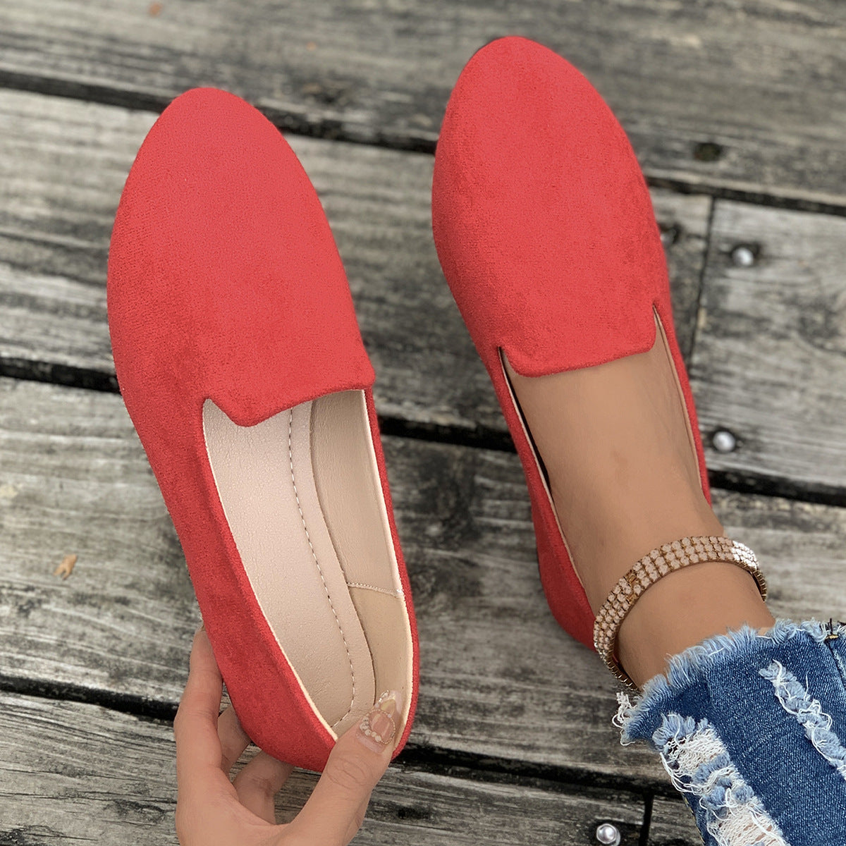 Women's Leisure Thin Shoes Low-cut Flat Round Head