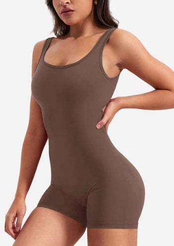 Sleeveless Leotard Midriff Outfit Pleated Jumpsuit For Women