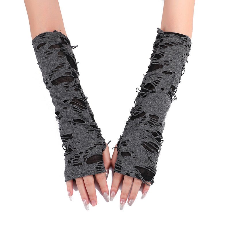 Halloween Black Grey Punk Style Cos Costume Props Finger Gloves