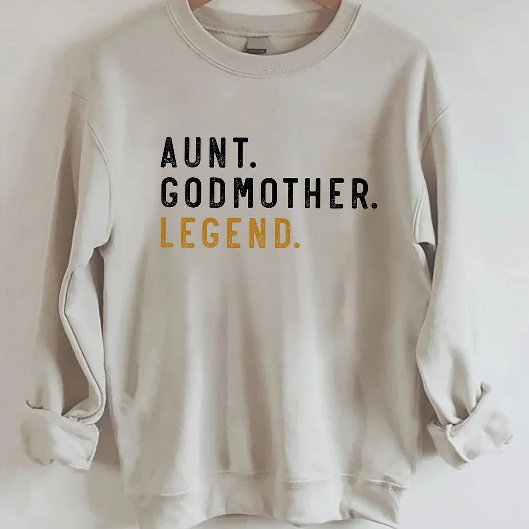 Women's Letter Printed Off-shoulder Round Neck Sweater