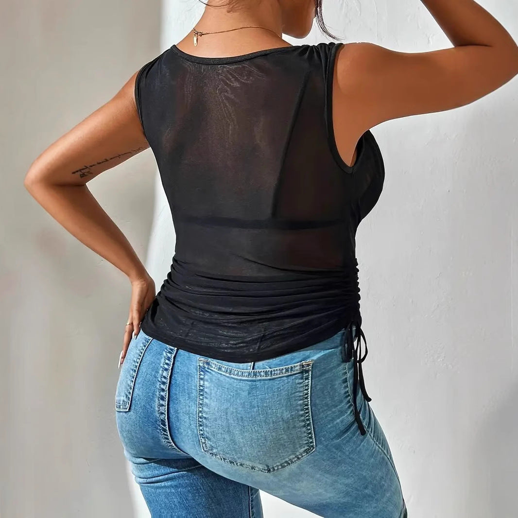 Pure Desire Style V-neck Sleeveless Spicy Sexy High Waist Crop Top