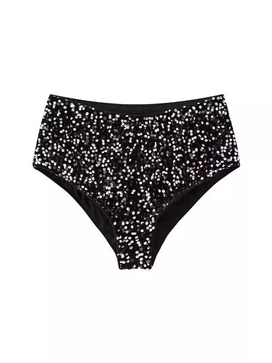 Street Style Sequin Slim Fit Slimming Versatile Shorts
