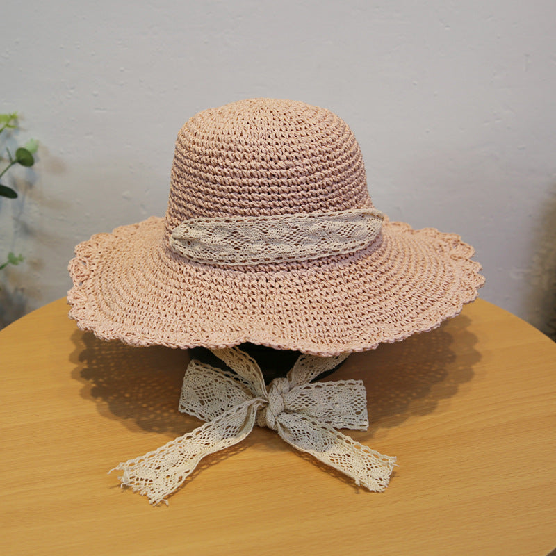 Straw Hat Women's Lace Beach Straps