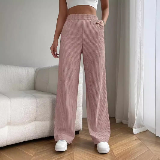 High Waist Loose Wide Legs All-matching Corduroy Casual Straight Pants