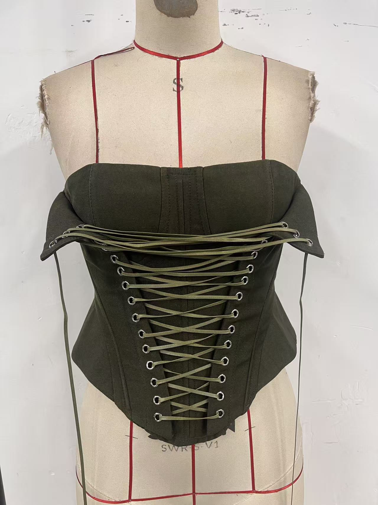 Spicy Girl Style Fishbone Fashion Corset With Lacing And Drawstring