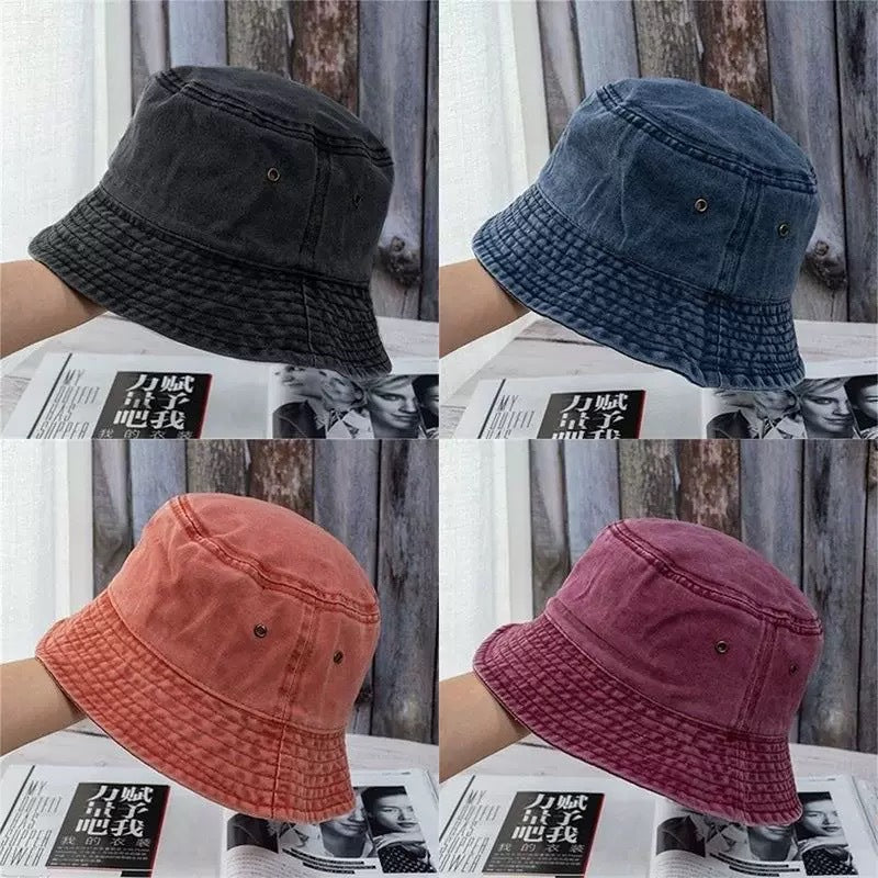 Women's Washed Denim Sun-Protective Bucket Hat