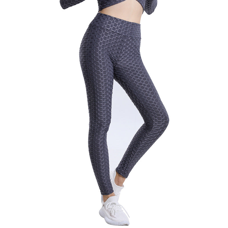 Bubble Yogabukser Jacquard Høj Elastisk Sports Gym Bukser