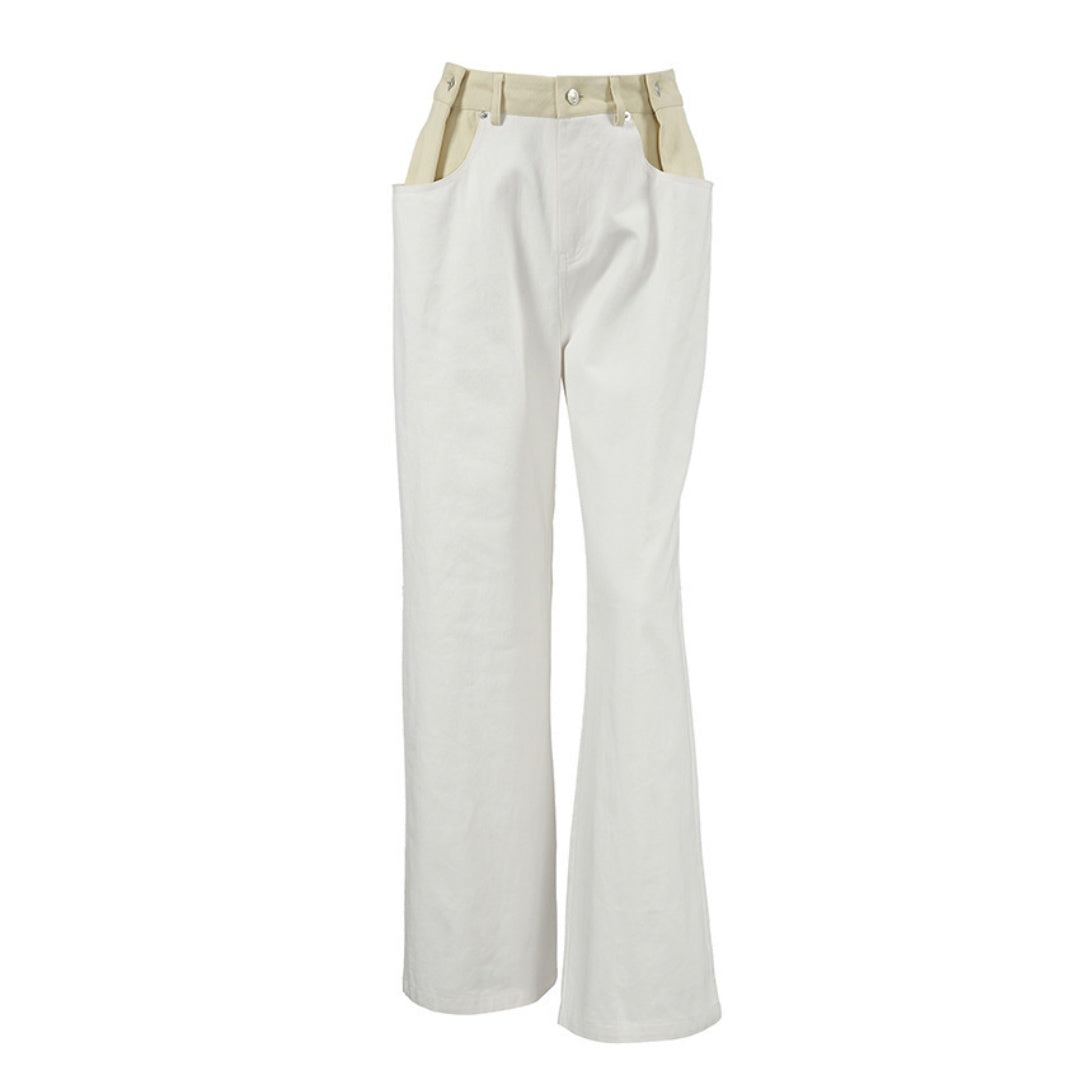 Pure Cotton Contrast-color Straight Loose Casual Pants