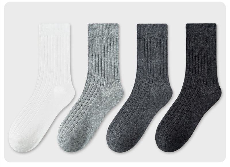 Men's Socks In Tube Pure Cotton Deodorant Solid Color