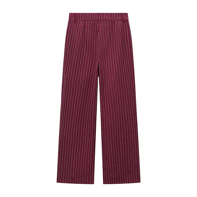 Female Casual Versatile Suit Jacket Casual Pants Striped