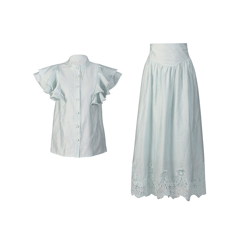 Retro Romantic Style Skirt Set For Women
