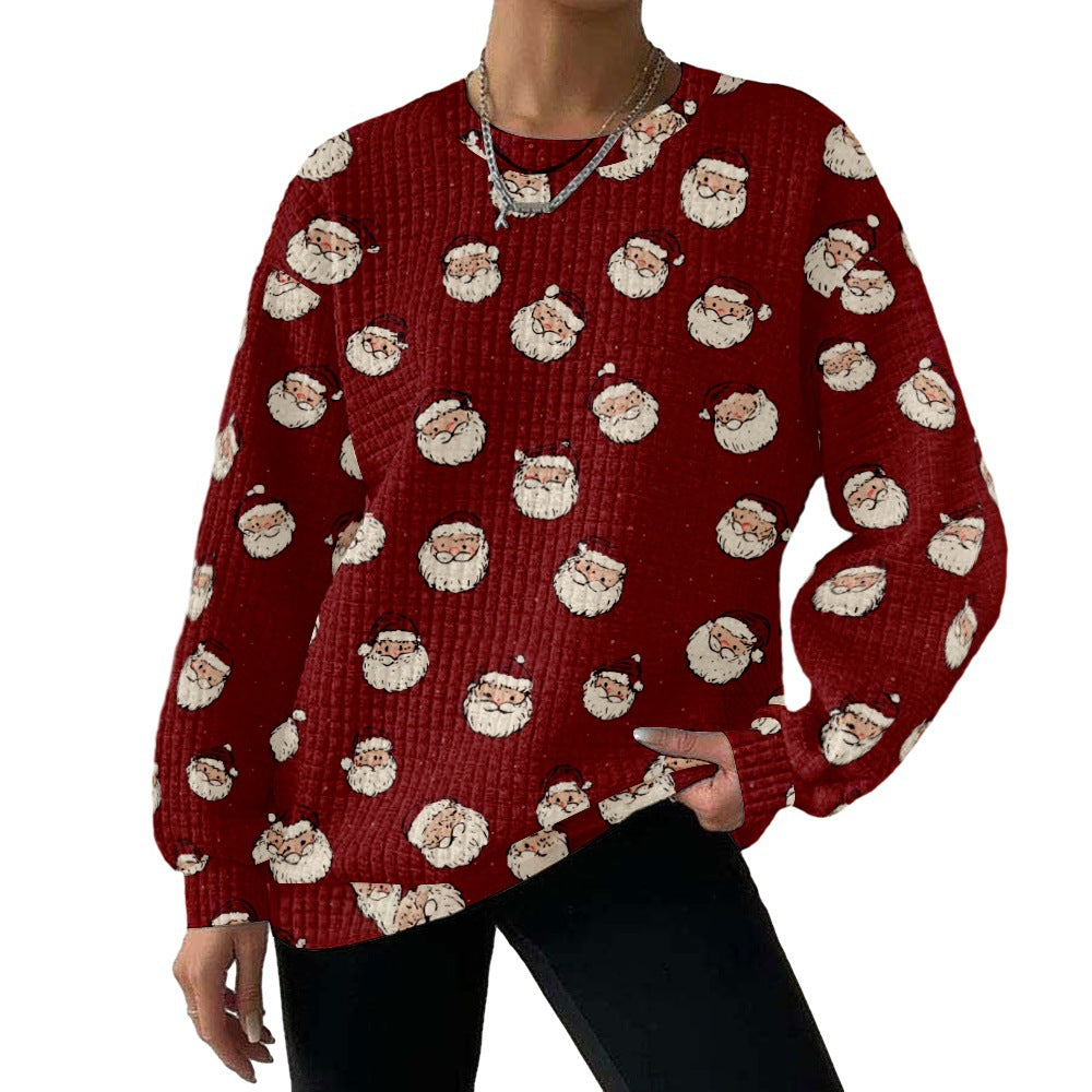 Digital Printing Pattern Shading Fashion Trend Round Neck Long Sleeve Sweater