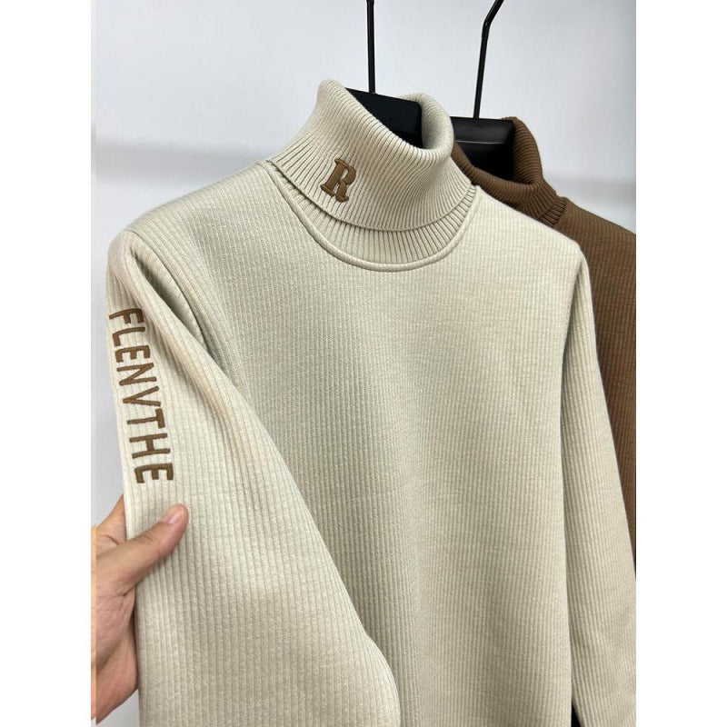 Fleece-lined Thickened Slim Fit Bottoming Shirt Men's Warm Top
