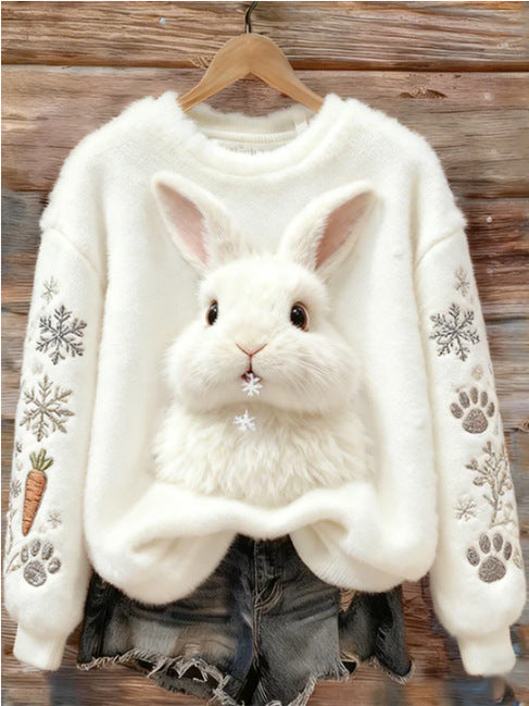 Womens Soft Fluffy Christmas Tree Sweater