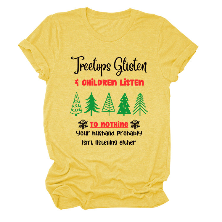 Christmas Print Casual Short Sleeve T-Shirt